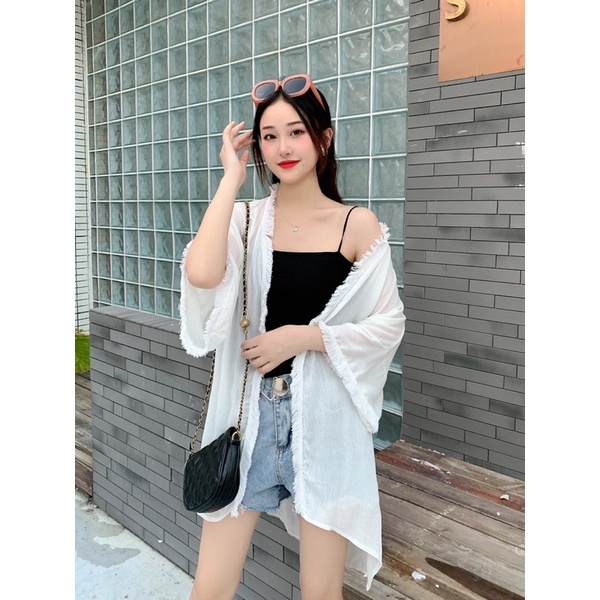 พร้อมส่ง 924-1 #เสื้อคลุมกิโมโนสไตล์โบฮีเมียนเนื้อผ้านุ่มใส่สบาย