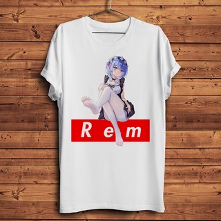 ขายดี!เสื้อยืด พิมพ์ลายอนิเมะ Rezero Kawaii Rem Funny Waifu สีขาว สําหรับผู้ชาย และผู้หญิงS-5XL