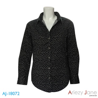 Ariezy Jane เสื้อเชิ้ต แขนยาว ลายดอกไม้ สีดำ AJ-18072 A