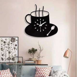 Modern Wall Clockห้องครัวชุดถ้วยกาแฟช้อนส้อมนาฬิกาผนังโลหะกำแพงนาฬิกาสำหรับห้องนั่งเล่น  ห้องรับประทานอาหาร