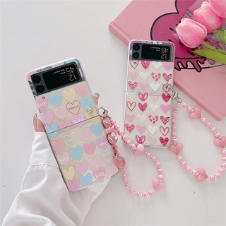 เคสโทรศัพท์มือถือ PC แข็ง แบบใส กันกระแทก ลายหัวใจ สีสันสดใส สําหรับ Samsung Galaxy Z Flip 3 5G Z Flip 3 Flip 3 Z3