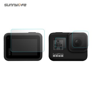 Sunnylife 3 in 1 เลนส์ + ด้านหลัง + ฟิล์มกระจกนิรภัยกันรอยหน้าจอด้านหน้า สําหรับ GoPro HERO 11 10 9 8 สีดํา