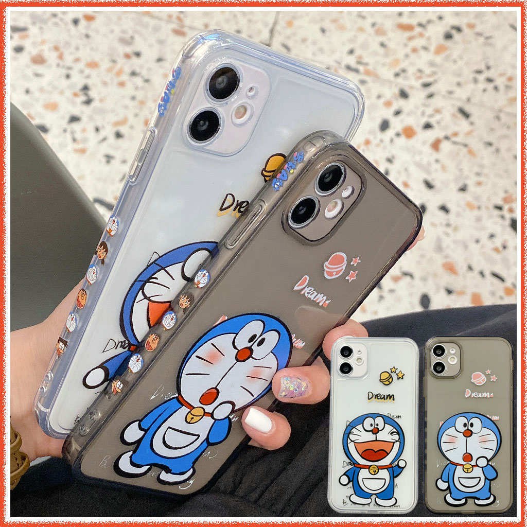 เคสใสขอบเหลี่ยม 🔥 ลายแถบข้าง Doraemon เคสกันกระแทกแบบใส Case IPhone 11 Pro Max เคสไอโฟนxsmax เคส Apple i Phone 6s 8 Xr เคสi11 XS 6 7 plus เคสไอโฟน7พลัส 12pro iPhone11 12 Mini เคสi12 X เคสไอโฟน12pro โดเรม่อน SE 2020 เคสไอโฟน11