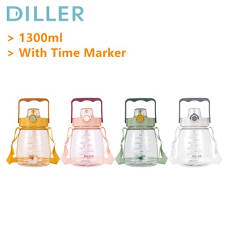 Diller ขวดน้ําซิลิโคนขนาดใหญ่ Bpa Free พร้อมหลอดซิลิโคนสําหรับเล่นกีฬา D60 (1300มล.)