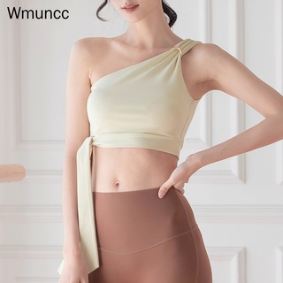 Wmuncc ชุดชั้นใน สปอร์ตบรา ยืดหยุ่นสูง พร้อมแผ่นรองหน้าอก เหมาะกับการเล่นโยคะ ฟิตเนส สําหรับผู้หญิง