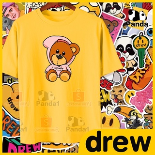 ▤DREW เสื้อยืดเสื้อยืด DREW Houes DREW ยิ้มพิมพ์เสื้อยืดลําลองผ้าฝ้าย Unisex ขนาดเอเชีย 7Colors AJv