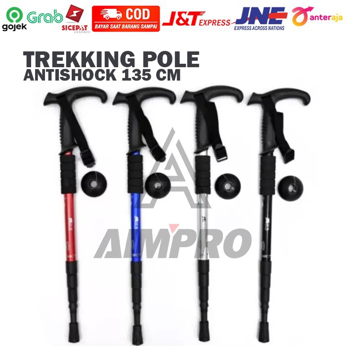 Trekking Pole Antishock 135 cm Alloy - Climbing Stick - Mountain Stick - Tracking Pole