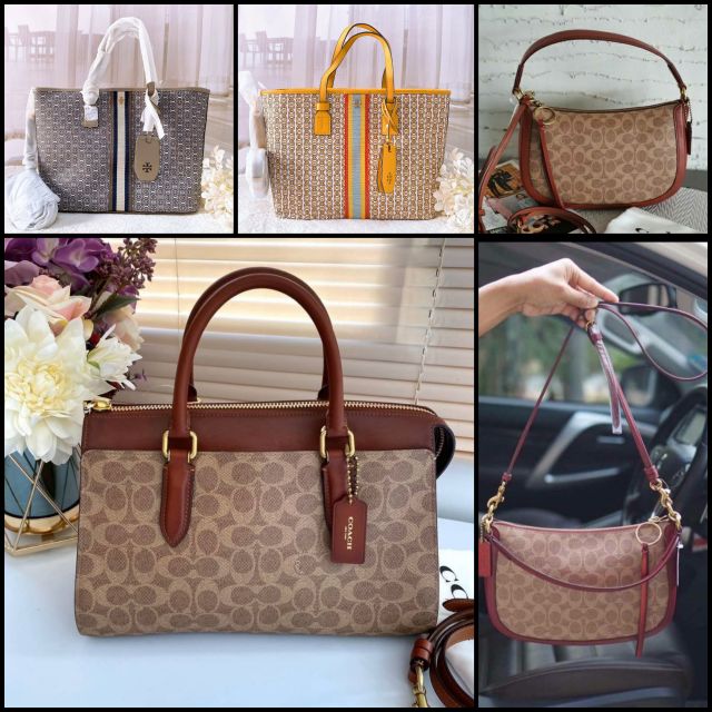 🇺🇲💯 กระเป๋า x5 ใบ 📌COACH Bond Bag Crossbody x1 📌Sutton Red x1 📌Sutton Tan x1 📌Tory Burch Tote x2 (Yellow &amp; Grey)