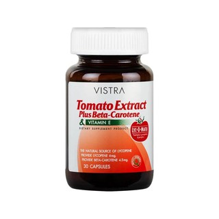 VISTRA Tomato Extract Plus Beta-Carotene Exp.2025 วิสตร้า ไลโคปีน สารสกัดจากมะเขือเทศ 30 แคปซูล