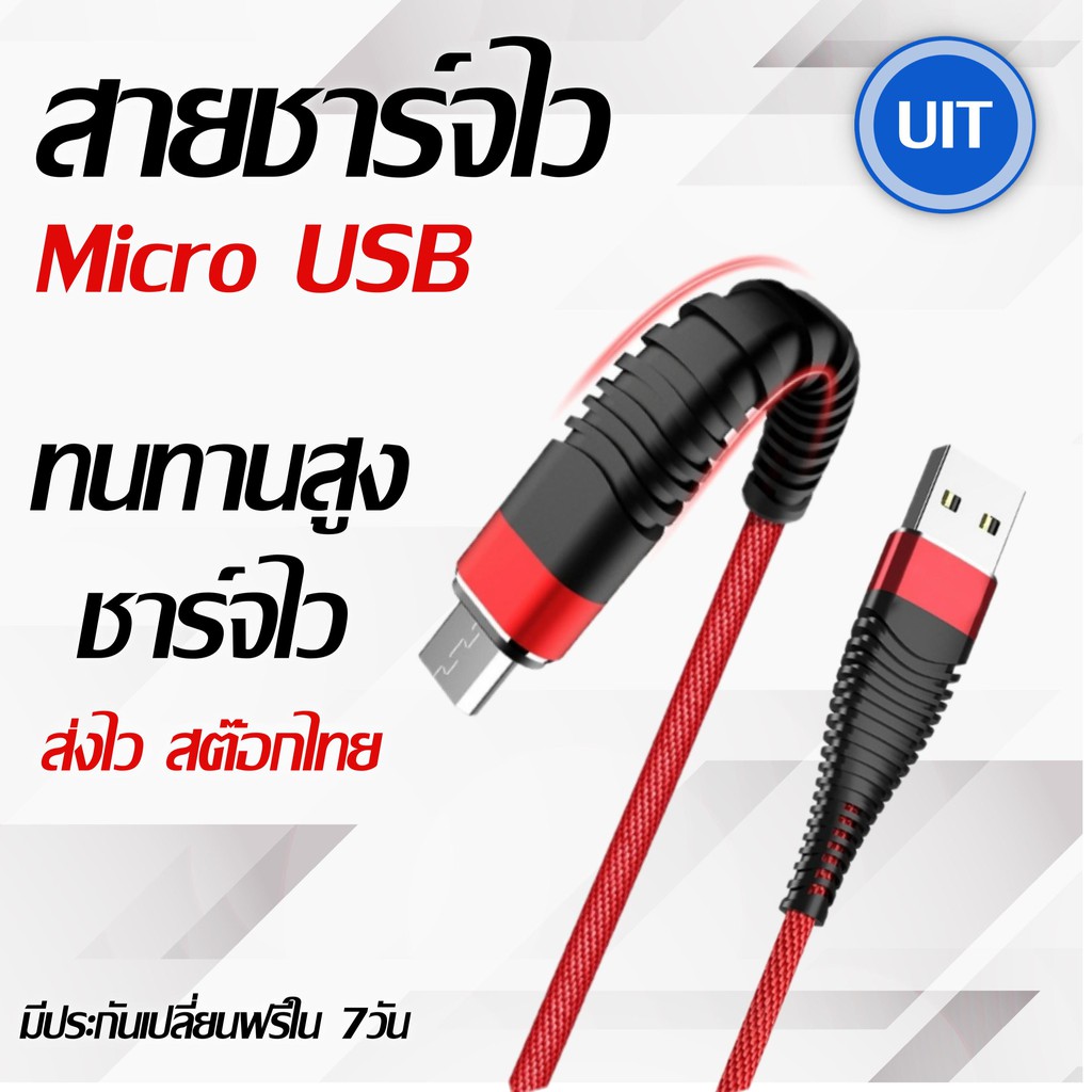 สายชาร์จไว ทนทานการงอ 10000 ครั้ง (1 เมตร) 5V/2.4A เปียถัก ชาร์จแอนดรอยด์ ชาร์จไฟ ชาร์จโทรศัพท์