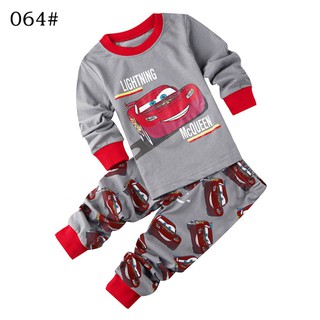 READY STOCK 2 ชิ้นชุดเด็กเด็กแขนยาว McQueen Cars ชุดนอน Homewear 2-7Yrs