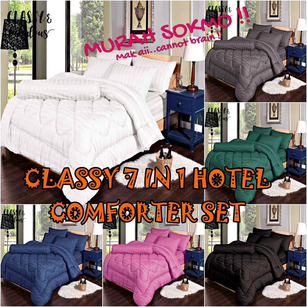 7in1 HOTEL PLAIN COMFORTER SET CADAR COMFORTER HOTEL PLAIN 7 IN 1 ชุด
