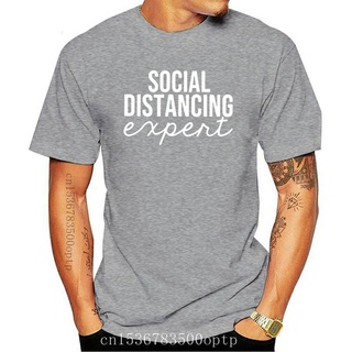 ใหม่ เสื้อยืดแขนสั้นลําลอง พิมพ์ลาย Social Distancing Expert สีขาว M Idoohd38Ikilaa29Size S-5XL