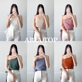 มี6สี ⚡️ARIA TOP⚡️เสื้อครอปปาดไหล่ผูกโบว์