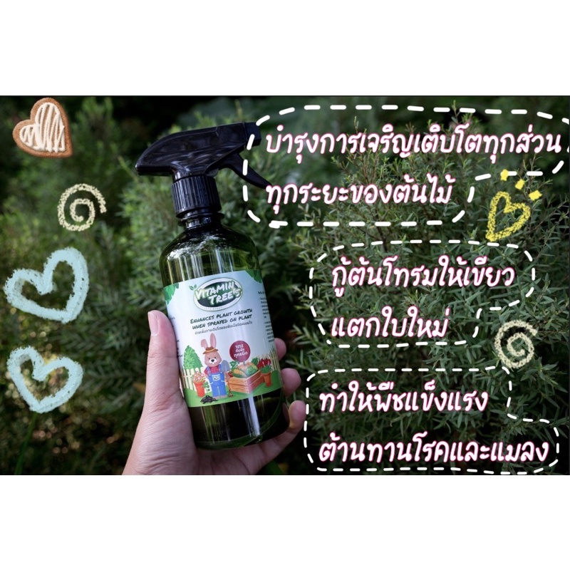 อาหารต้นไม้สูตรบำรุงต้นและใบ เร่งการแตกยอดแตกใบใหม่[ฉลากกระต่าย]ชนิดสเปรย์ตรา vitamin trees plantsbuddy