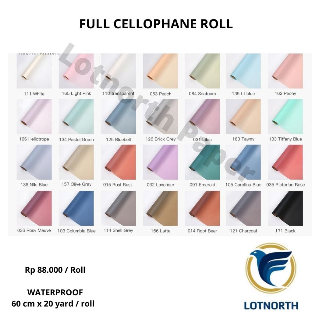 สีเต็ม CELLOPHANE ROLL 20 YARD FLOWER PAPER 20m OPP ROLL WHOLESALE WRAPPING PAPER ROLL