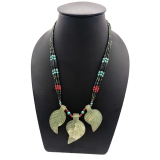 100% Natural Green Jade Necklace / Top High Quality / Beautiful Handmade Carved Flower Jade Necklace Jewelry.