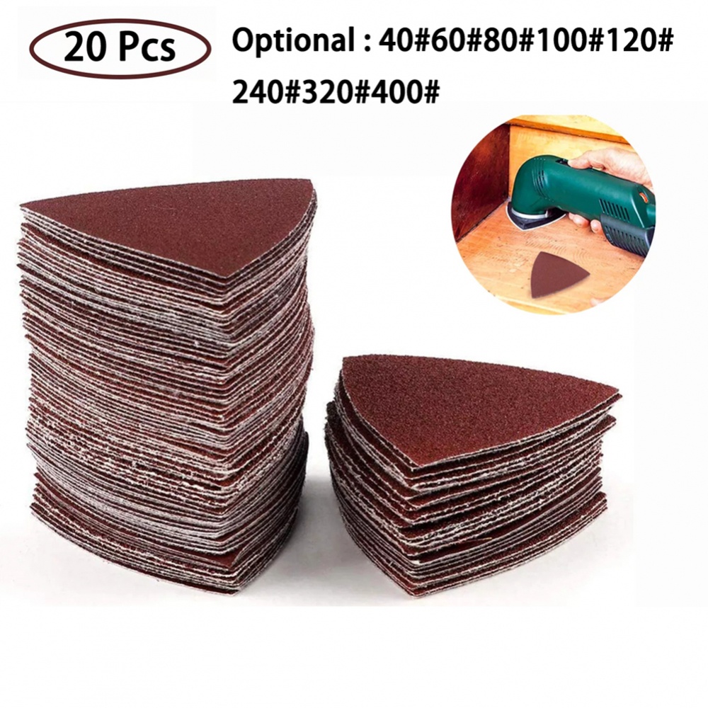 20 แผ่นขัดกระดาษทรายสามเหลี่ยมแผ่นทรายสั่นหลายเครื่องมือแผ่นขัด