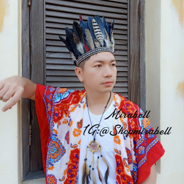 คาดผมโบฮีเมี่ยน ที่คาดผมขนนก คาดผมคาวบอย คาดผมผู้ชาย โทนสีดำ ส่งจากไทย