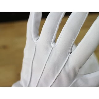 ถุงมือผ้า ไนล่อน ถุงมือจราจร ของไทย ข้อมือติดกระดุมและข้อมือยางยืด