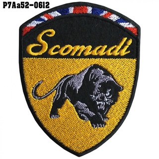 อาร์มปักลาย Scomadi เสือดำ ปักดำเหลืองน้ำเงินขาวพื้นดำ ขนาด 8*6.3cm รุ่น P7Aa52-0612 พร้อมส่ง!!!