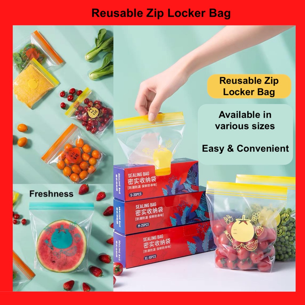 กระเป๋าซิป Resealable Bag Zip Bag for Food Storage Dry Frozen Freezer Plastic Bag Bag Locker