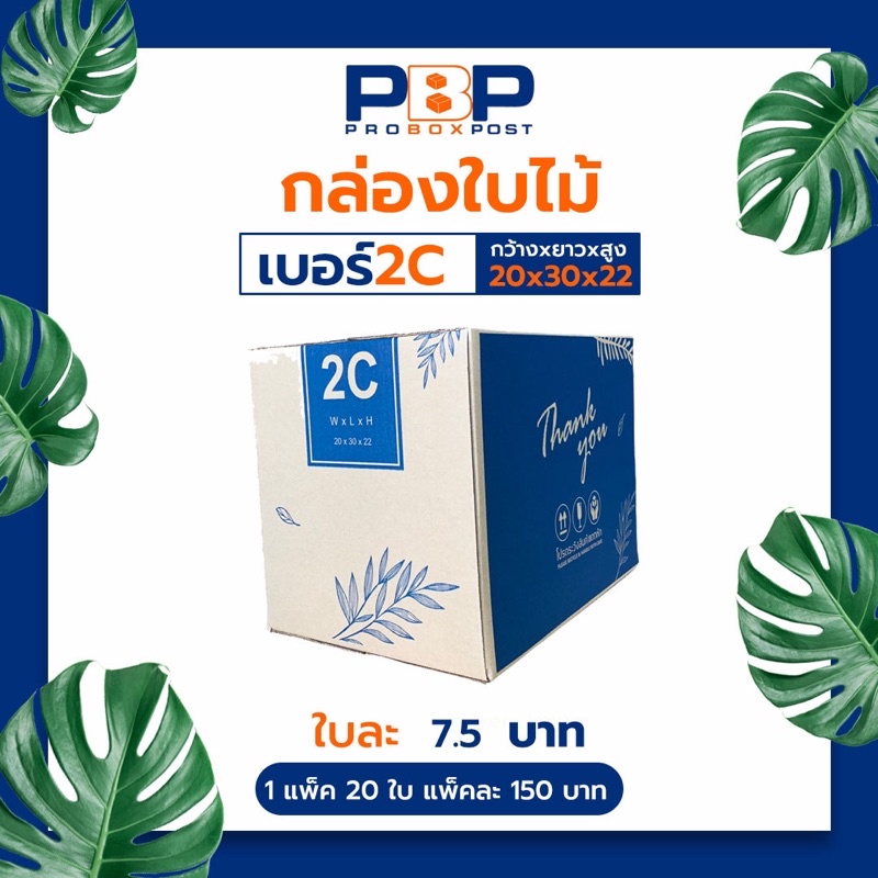 กล่องไปรษณีย์ลาย Thank you เบอร์ 2C (20ใบ)