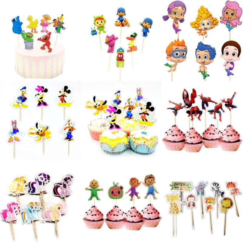 ป้ายท็อปเปอร์ ลายการ์ตูน Safari Bubble Guppies สําหรับตกแต่งเค้กวันเกิดเด็ก 24 ชิ้น ต่อแพ็ก