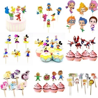 ป้ายท็อปเปอร์ ลายการ์ตูน Safari Bubble Guppies สําหรับตกแต่งเค้กวันเกิดเด็ก 24 ชิ้น ต่อแพ็ก
