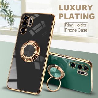 เคสโทรศัพท์ซิลิโคน กันกระแทก พร้อมแหวนขาตั้ง หรูหรา สําหรับ Huawei P20 P30 Pro Honor 60 Pro Honor 50 Pro