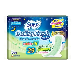 Sofy โซฟี คูลลิ่ง เฟรช เนเชอรัล กลางคืน ซูเปอร์สลิม0.1 มีปีก 29 ซม. 5 ชิ้น