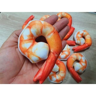 พวงกุญแจอาหาร กุ้งนึ่ง ทรงกลม ขนาด 13-14 ซม ของชำร่วย ของที่ระลึก ของแจกลูกค้า
