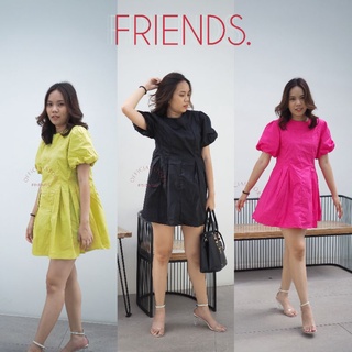 🌸 FRIENDS.🌸 F010 Balloon Dress เดรสเกาหลีแขนพอง เดรสสั้น เดรสมินิมอล เดรสใส่ทำงาน *พร้อมส่ง*