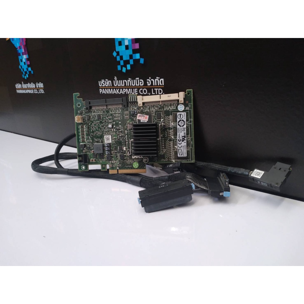 สินค้ามือสอง มีประกันร้าน Dell PowerEdge PERC 6i PCI-e SAS Raid Controller Card T774H 0T774H พร้อมชุดสายสองเส้น