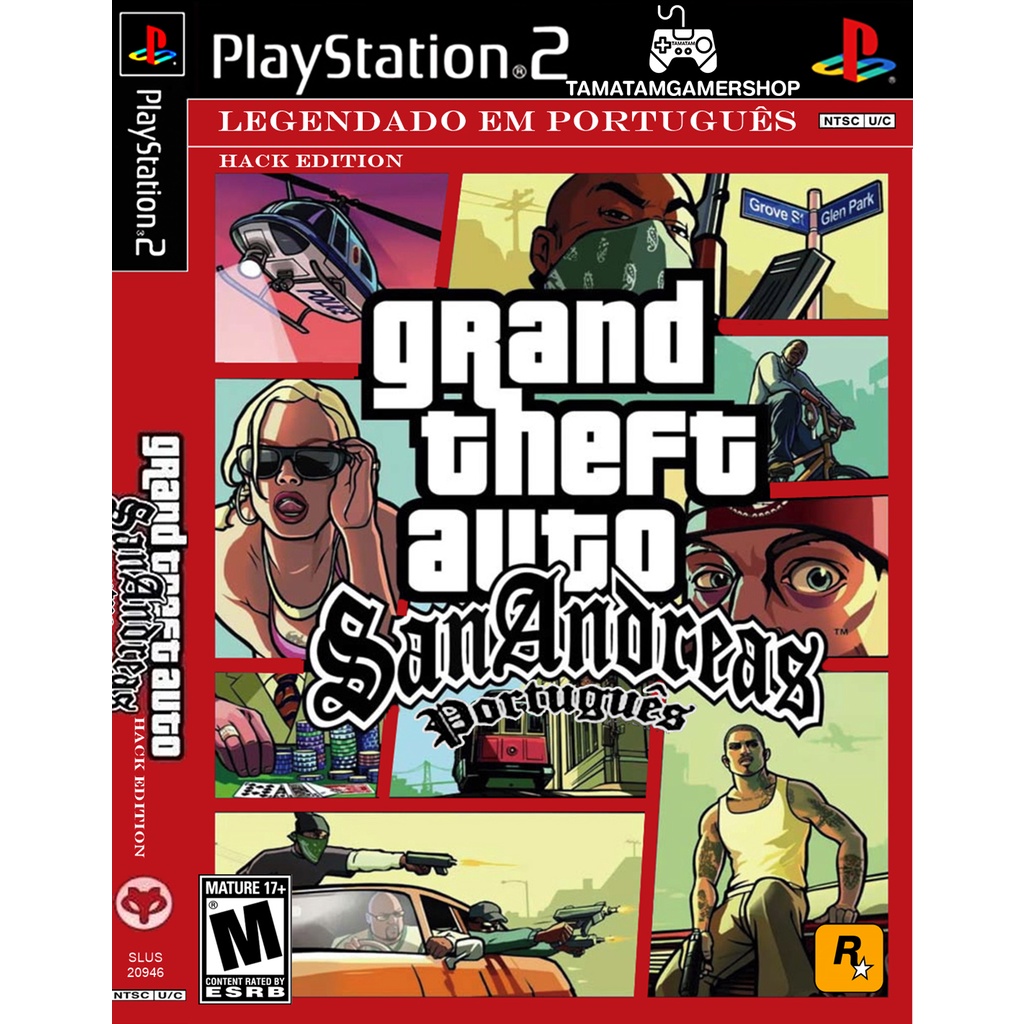 GTA San Andreas PT-BR Hack Edition PS2 แผ่นเกมส์PS2 เกมเพล2 Grand Theft Auto SAN ps2 GTA SAN ps2 จีทีเอ