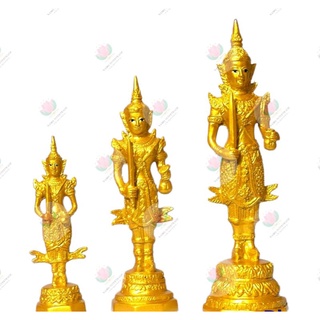 ตุ๊กตาตั้งศาล พระภูมิ พระภูมิชัยมงคล เจว็ตพระภูมิยืน ทองเหลือง เกรด A