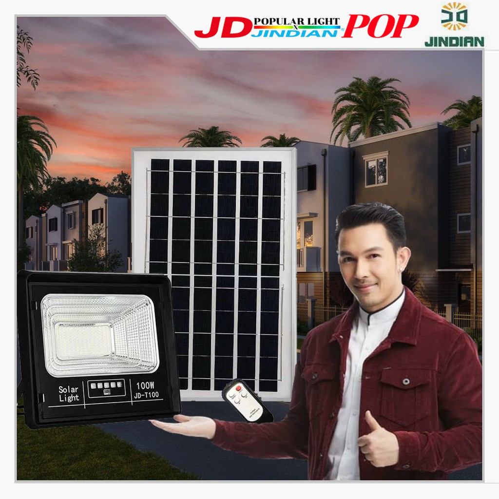 [JD-POP] JD รุ่นพี่อั้ม สปอตไลท์โซล่าเซลล์  รุ่นJD-POP 30W 50W 100W 200W 300W โคมไฟสปอตไลท์ พร้อมรีโ