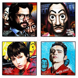 Money Heist ทรชนคนปล้นโลก หน้ากากดาลี Professor ศาสตราจารย์ Tokyo โตเกียว รูปภาพ​ติด​ผนัง​ pop art กรอบรูป แต่งบ้าน