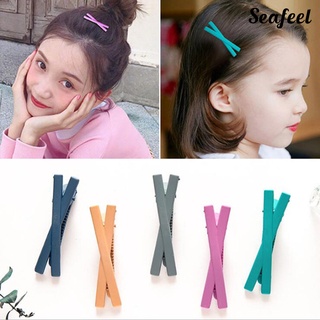 SF Solid Color Cross Snap Hair Clip Children Girl Kids Acrylic Hairpin Barrette