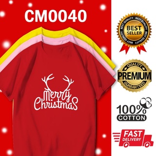 เสื้อยืดผ้าฝ้าย เสื้อยืดคริสต์มาส🌈LOCAL STOCK CM0040 MERRY CHRISTMAS REINDEER TSHIRT XMAS WOMAN MEN OVERSIZE TEE COUPLE