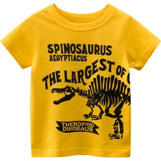 เสื้อยืดแขนสั้น ผ้าฝ้าย พิมพ์ลายไดโนเสาร์ Spinosaurus สําหรับเด็กผู้ชาย