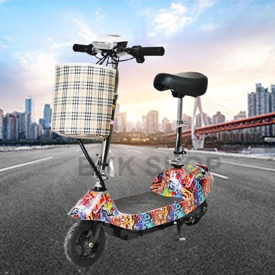 (ใหม่) สกู๊ตเตอร์ไฟฟ้า Electric Scooter 24V ไฟหน้า LED จักรยานไฟฟ้า สกูดเตอร์ไฟฟ้า E-Scooter มอเตอร์