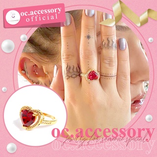 แหวนหัวใจสีแดงสไตล์เกาหลี korean style red heart ring ส่งจากไทย BY oc.accessory