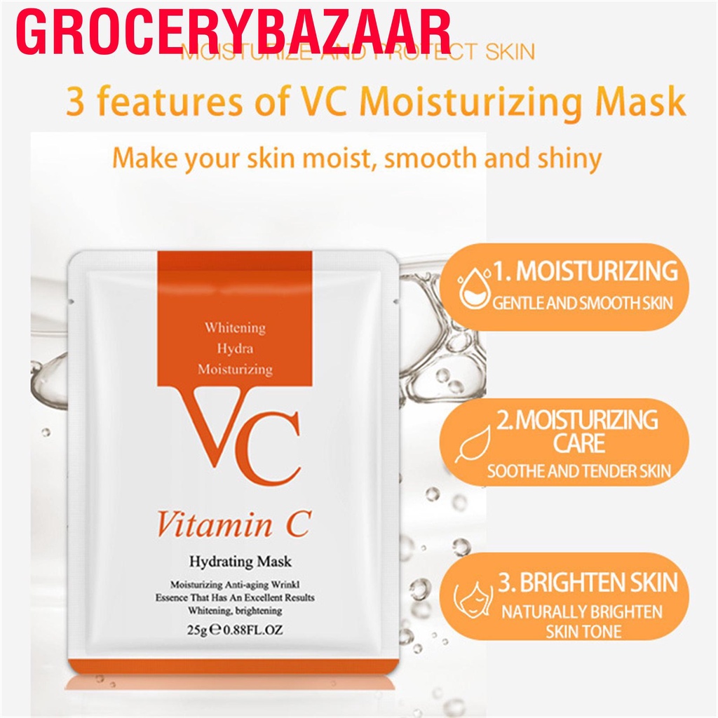 Grocerybazaar 10 Pcs Hydrating Face Mask Vitamin C Moisturizing