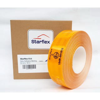 (ยาว50เมตร)เทปสะท้อนแสงNEW Starflex  รุ่นรีดขอบกันน้ำ หน้ากว้าง 5 CM ยาว 50 M //สติ๊กเกอร์ สะท้อนแสง สีเหลือง ติดรถ