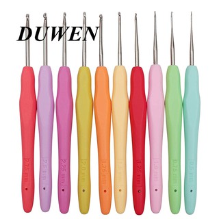 DUWEN 5Pcs เข็มควักชุดด้ามจับยางอลูมิเนียมเข็มถัก 2-4 มม. เส้นด้ายโครเชต์เข็ม DIY สานหัตถกรรมถักเย็บผ้า