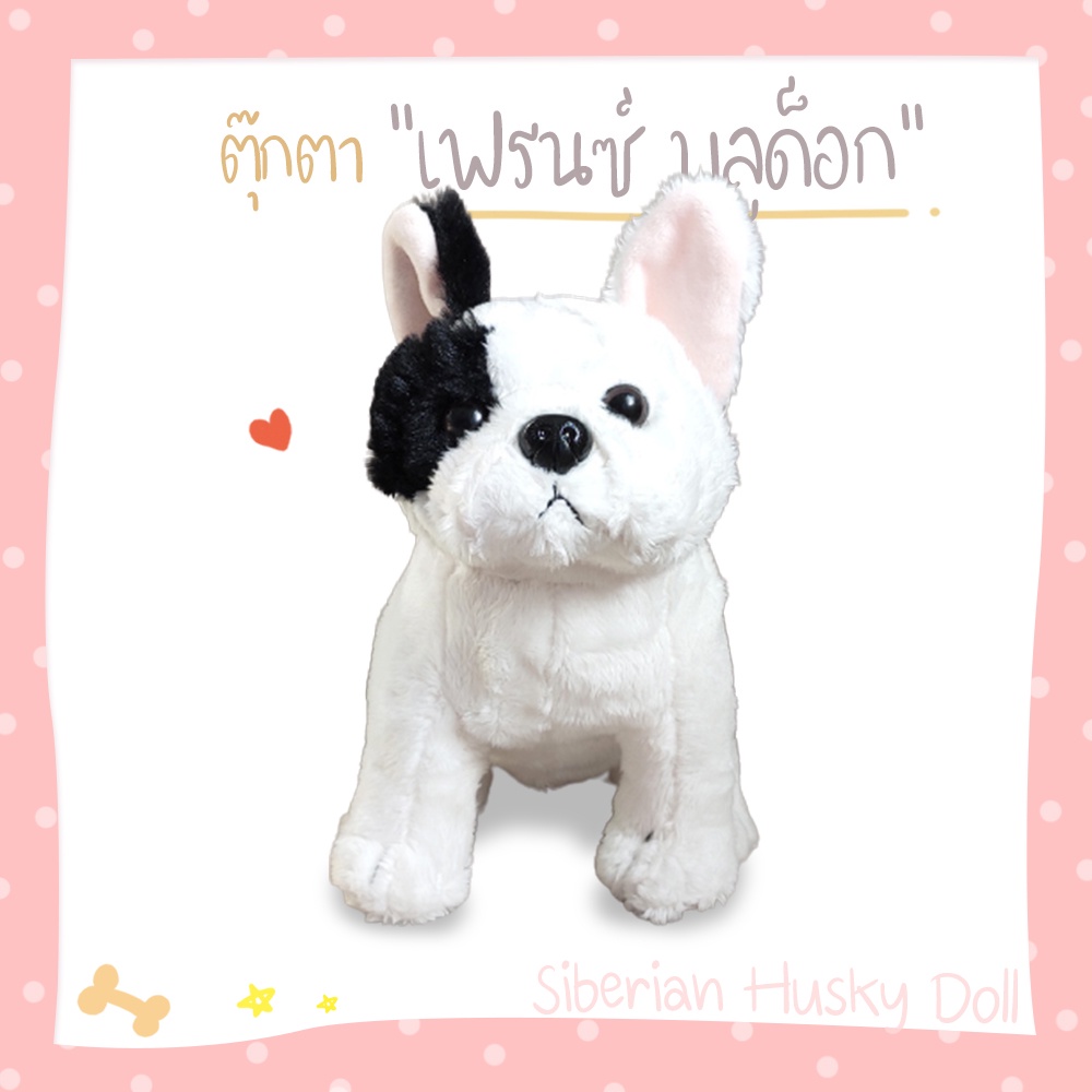 ตุ๊กตาหมา เฟรนช์ บูลด็อก :: French bulldog :: ตุ๊กตาผ้าขน ขนฟู นุ่มๆ น่ารัก ตุ๊กตาสุนัข ของขวัญ วันเกิด