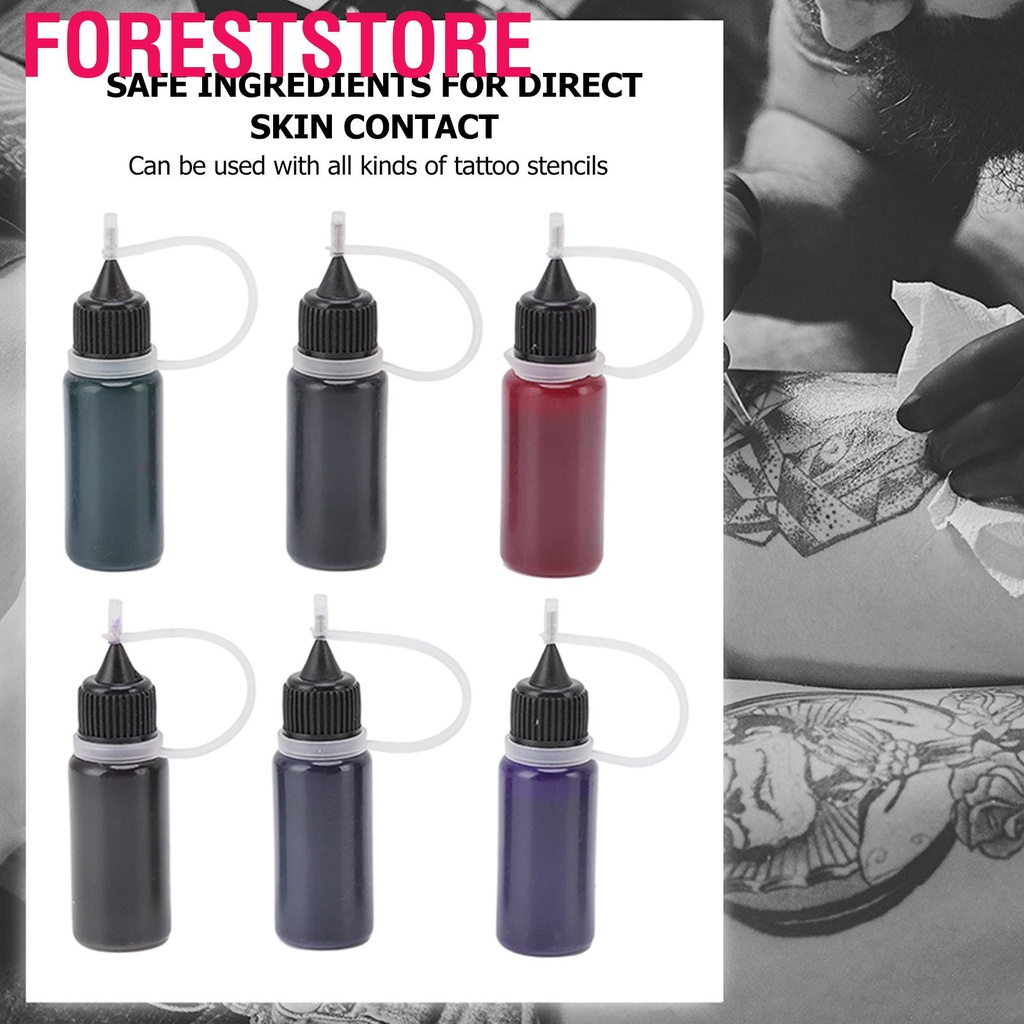 Foreststore Pigment Temporary Tattoo Ink Kit 6 Colors Long Lasting Semi ...