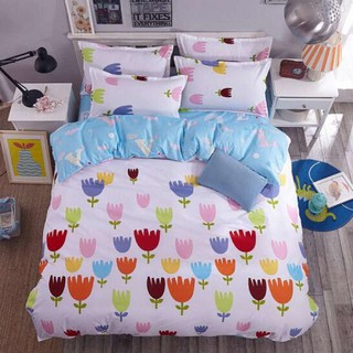 Sweet kip ผ้าปูที่นอนขนาด 3.5ฟุต, 5ฟุต, 6ฟุต พร้อมผ้านวมขนาด 180 x 220 เซ็นติเมตร รวม 6 ชิ้น ลายดอกทิวลิป