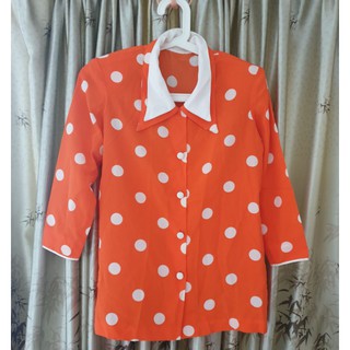 โล๊ะตู้เสื้อแขนยาวลายPolka dot size S/M 🎁💖มือสอง